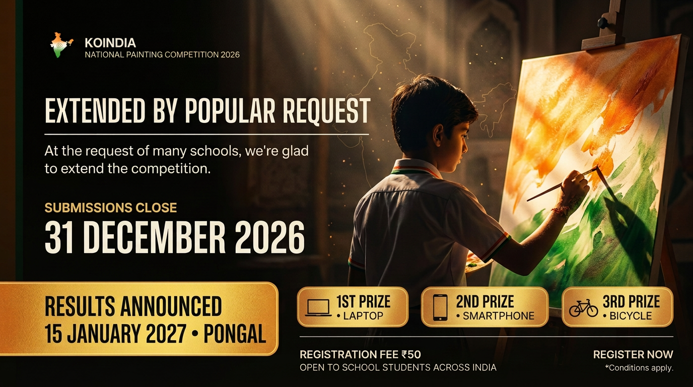 Competition extended: submissions close 31 December 2026 and results announced 15 January 2027 on Pongal